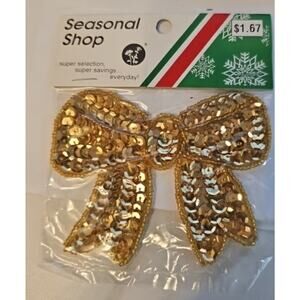 Lot of 3 NOS Vintage Hobby Lobby Sequined Bow Appliques